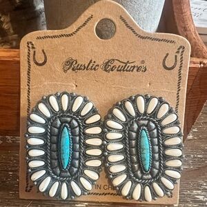 RUSTIC COUTURE'S NATURAL STONE NAVAJO CONCHO EARRINGS NWT